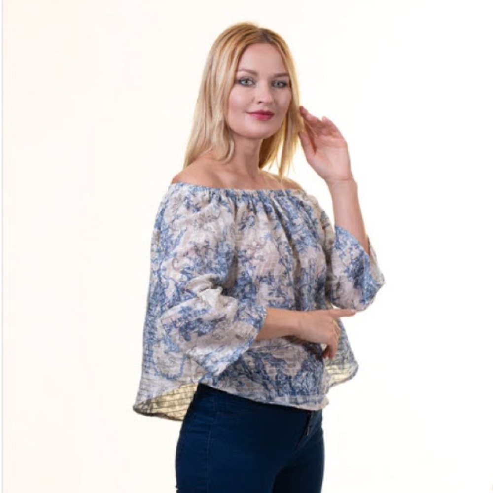 European Made Floral Off Shoulder Blouse Shirt Tops for Women